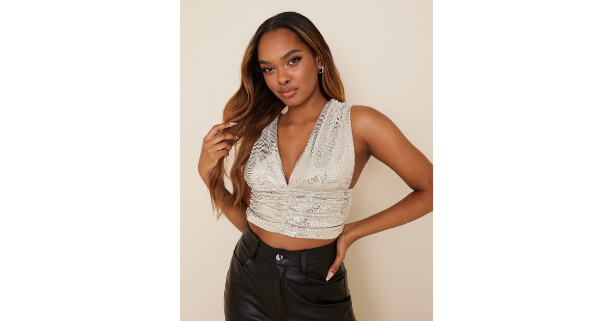 Silver bralette top - Silver - Women - Gina Tricot