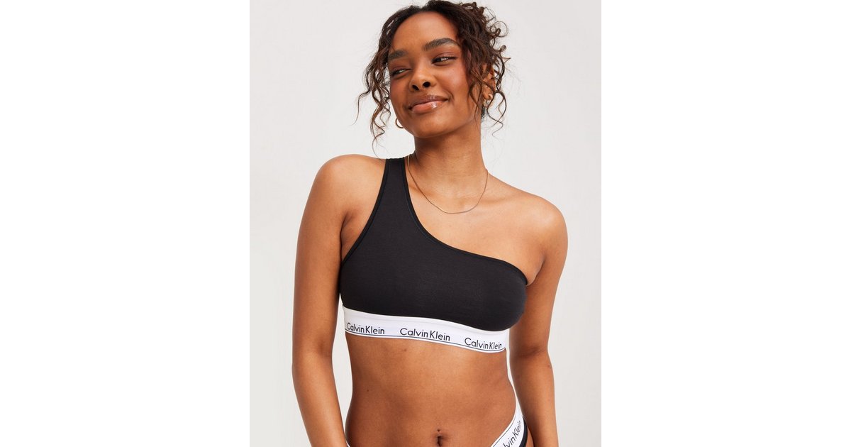 Calvin Klein One Shoulder Bikini Top - Black