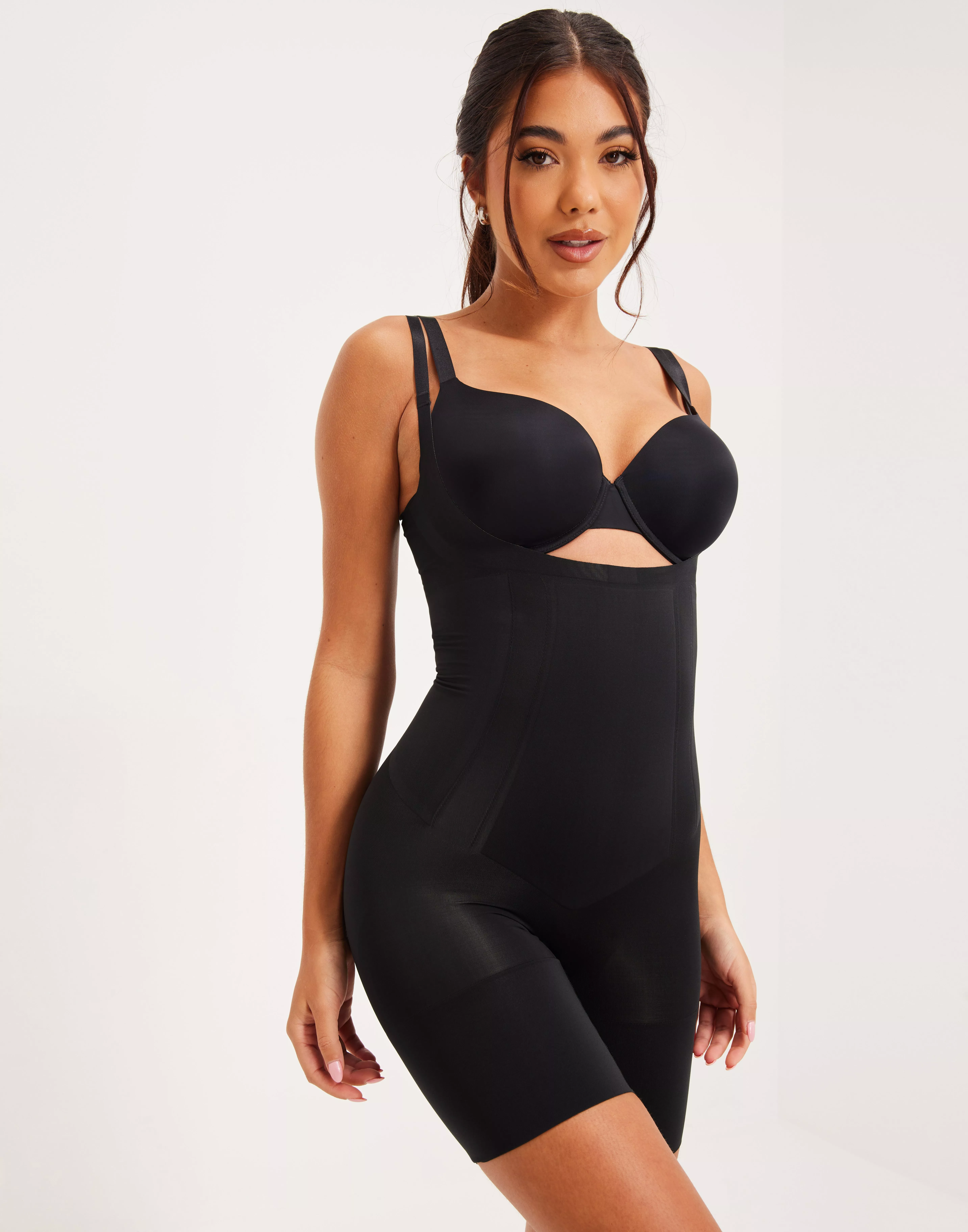 SPANX womens Shapewear for Women Thinstincts Open-bust Mid-thigh Bodysuit  (Regular and Plus Sizes), Very Black, X-Small : : Clothing, Shoes  & Accessories