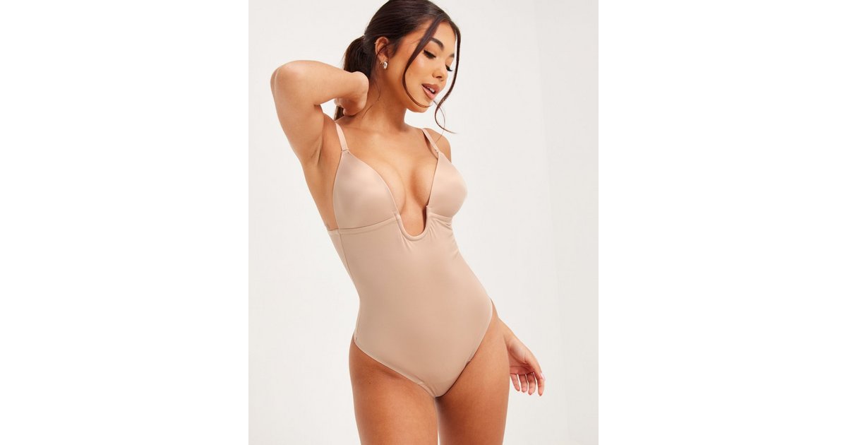 Spanx  Plunge Low Back Thong Champagne Beige - Tryst Boutique