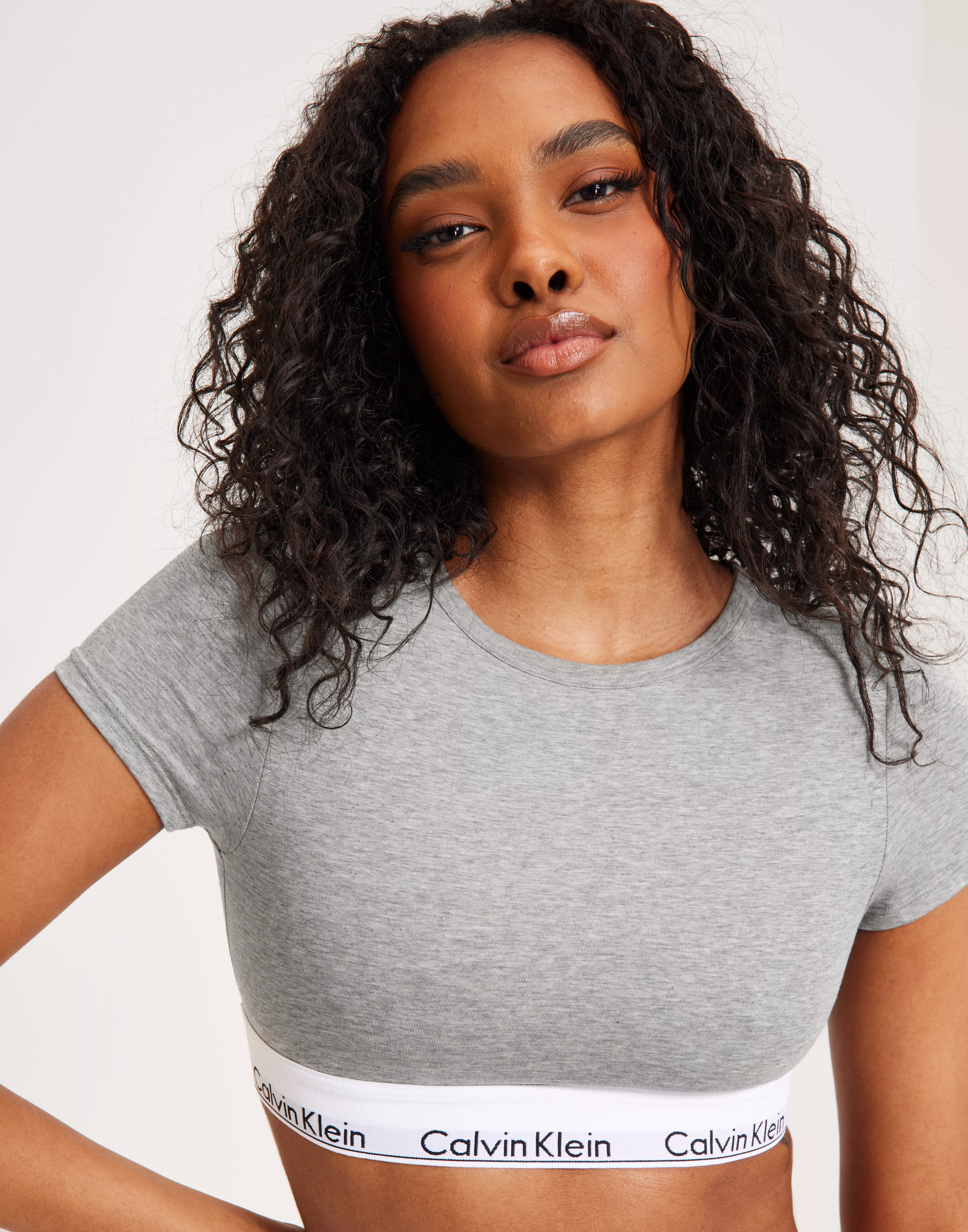 Calvin Klein T Shirt Bralette in Grey