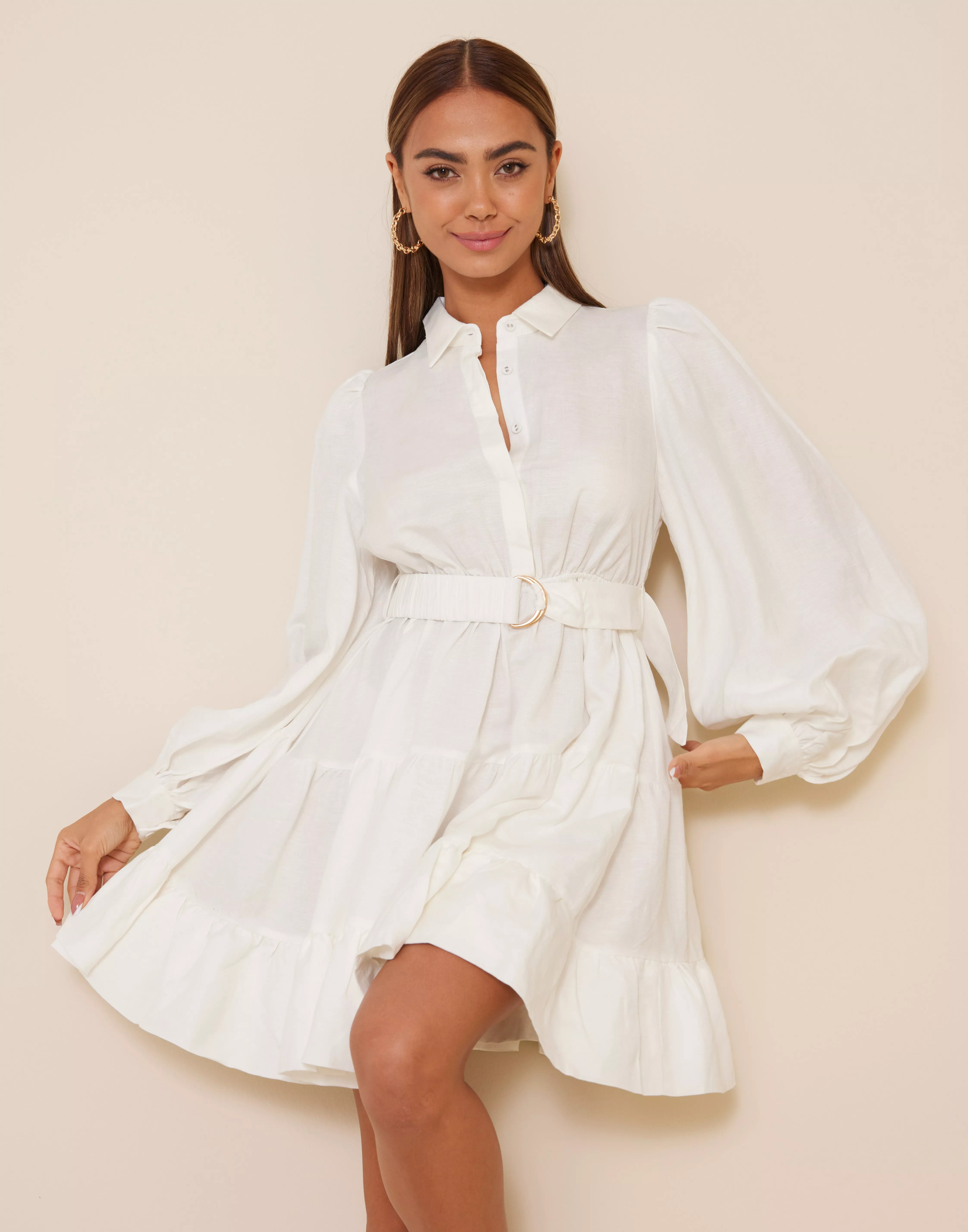 White bardot shirt outlet dress