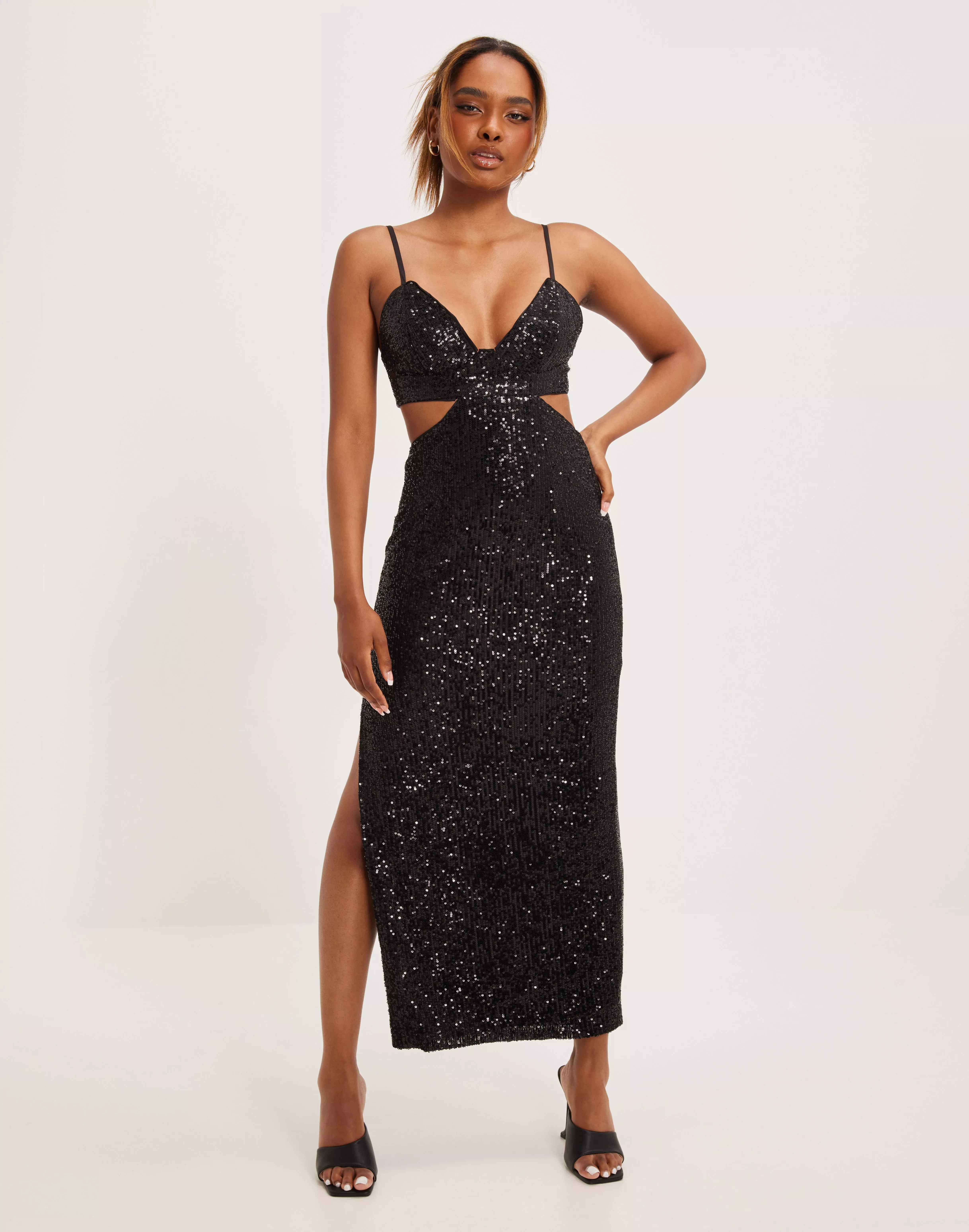 Black sequin store cut out dress