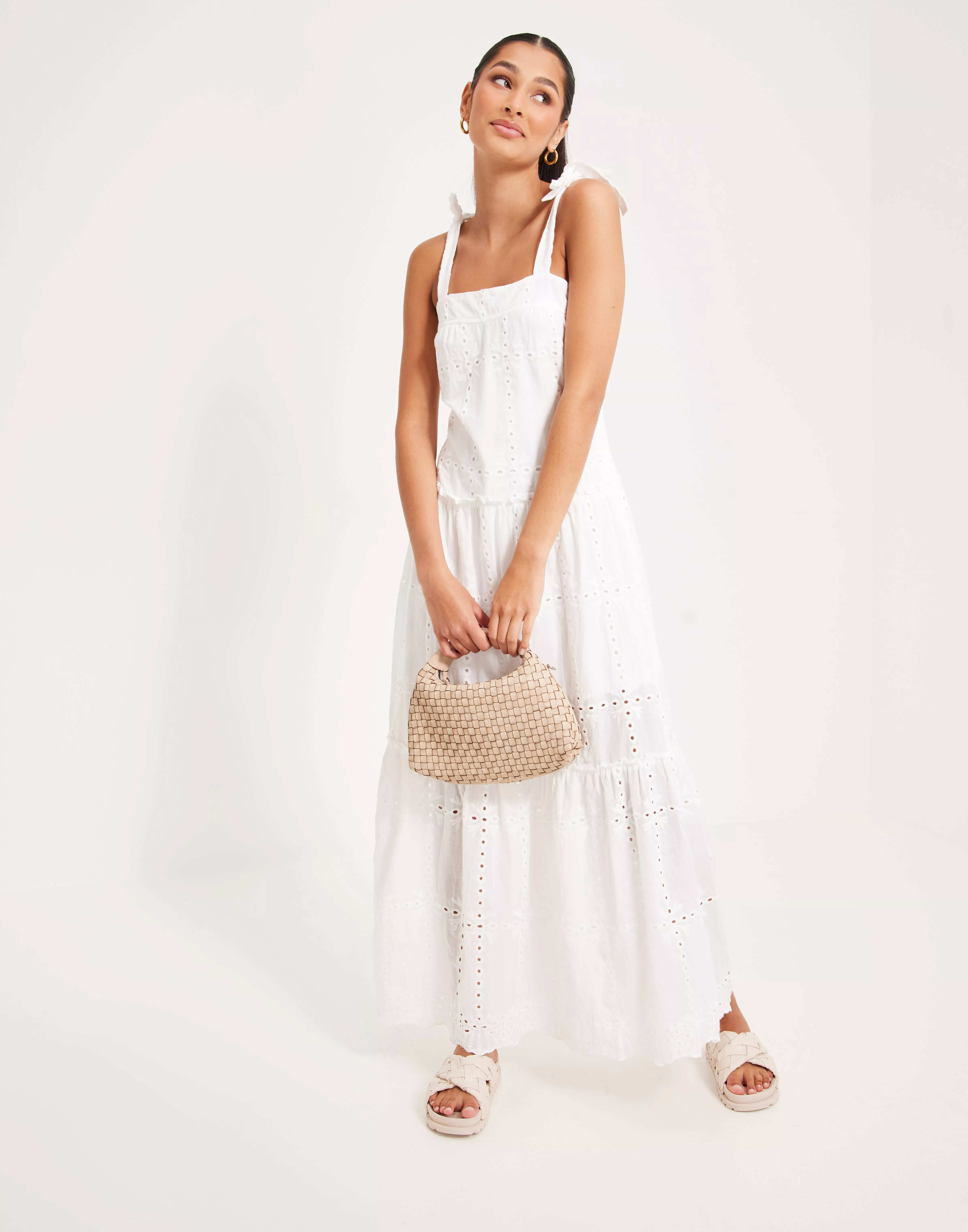 White broderie best sale maxi dress