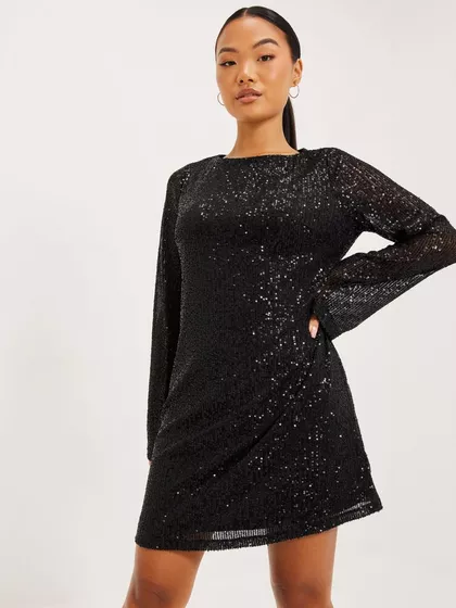 Nelly x Glamorous Long Sleeve Sequin Dress
