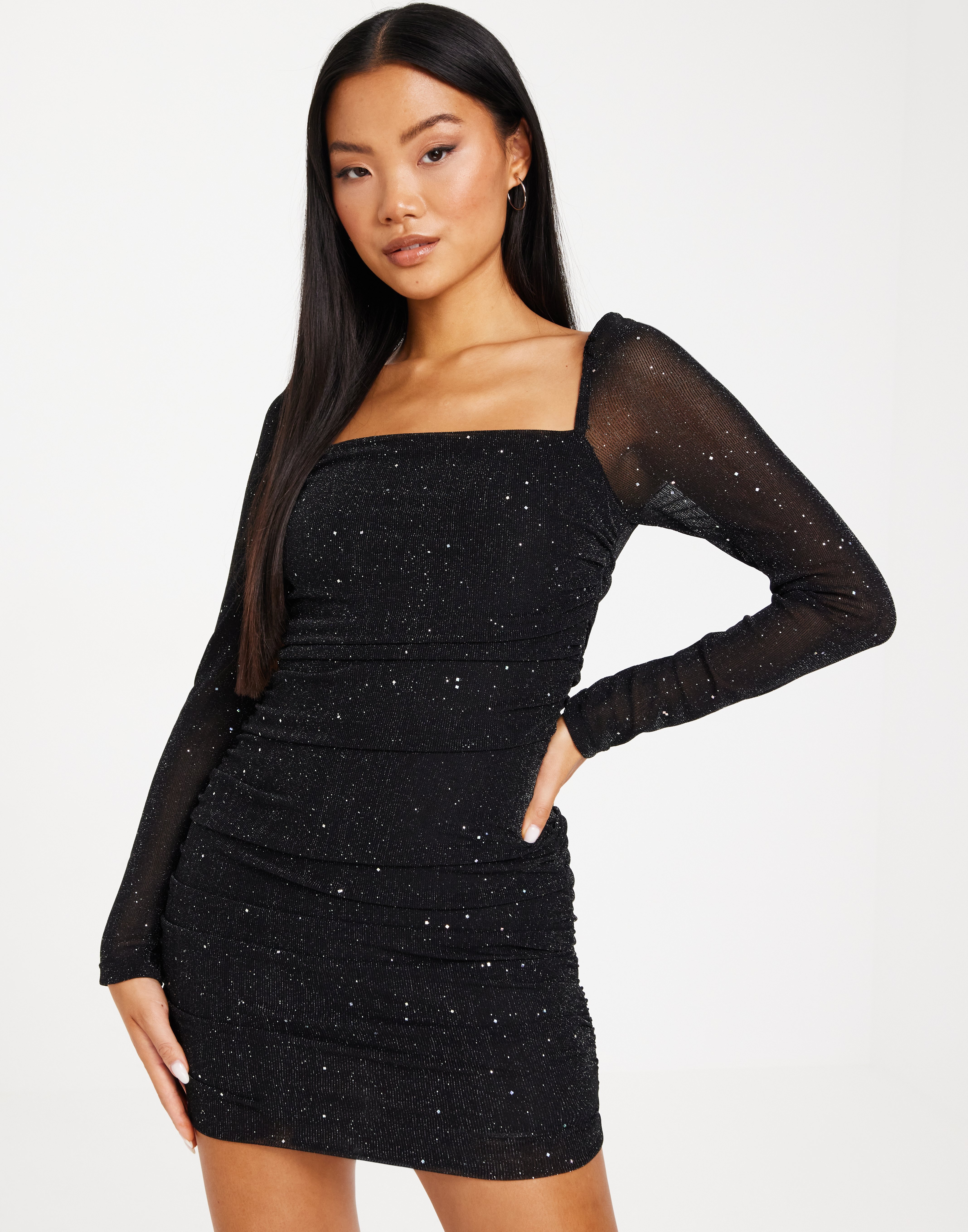 kiss the sky ruched mini dress