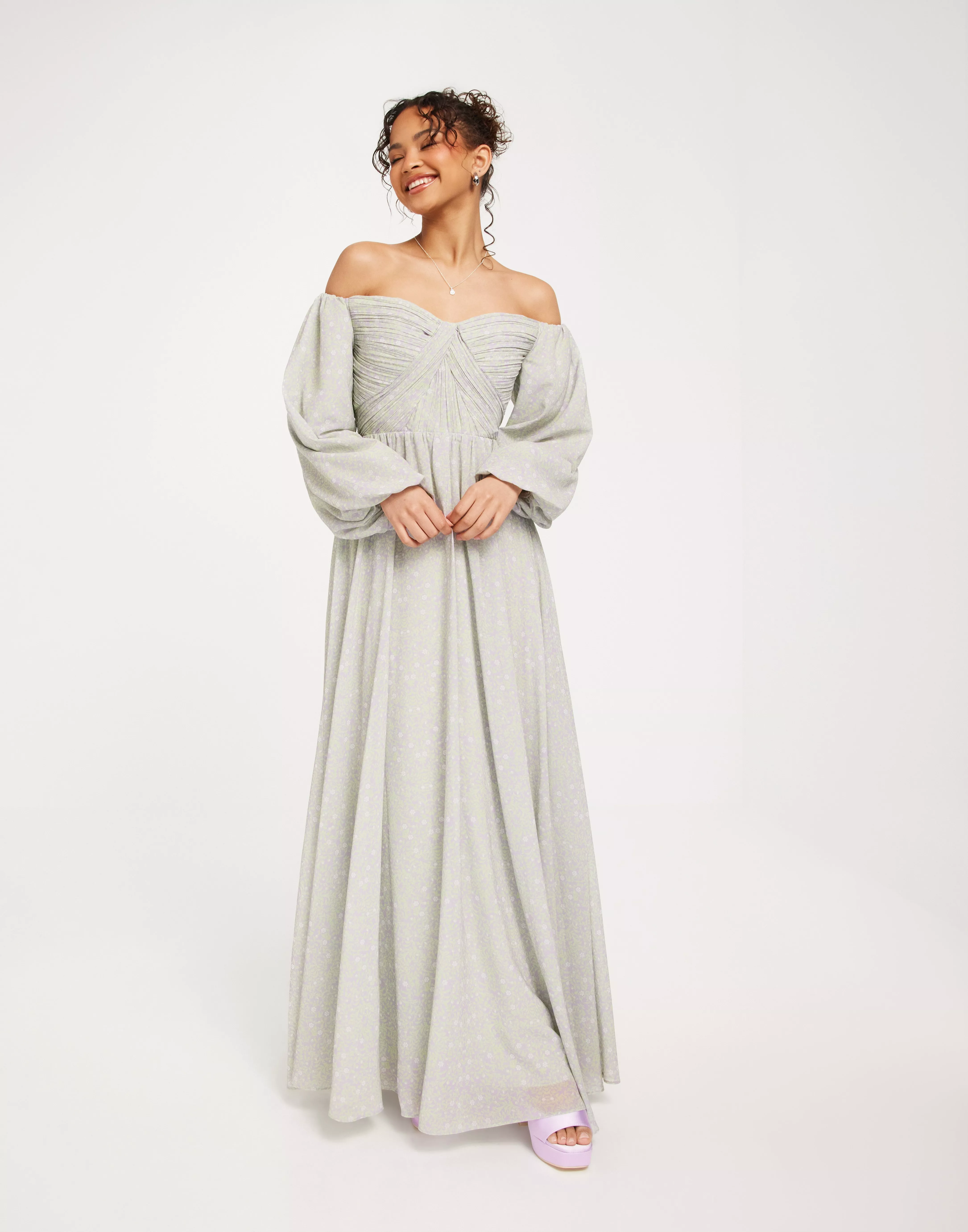 Selena draped chiffon maxi dress