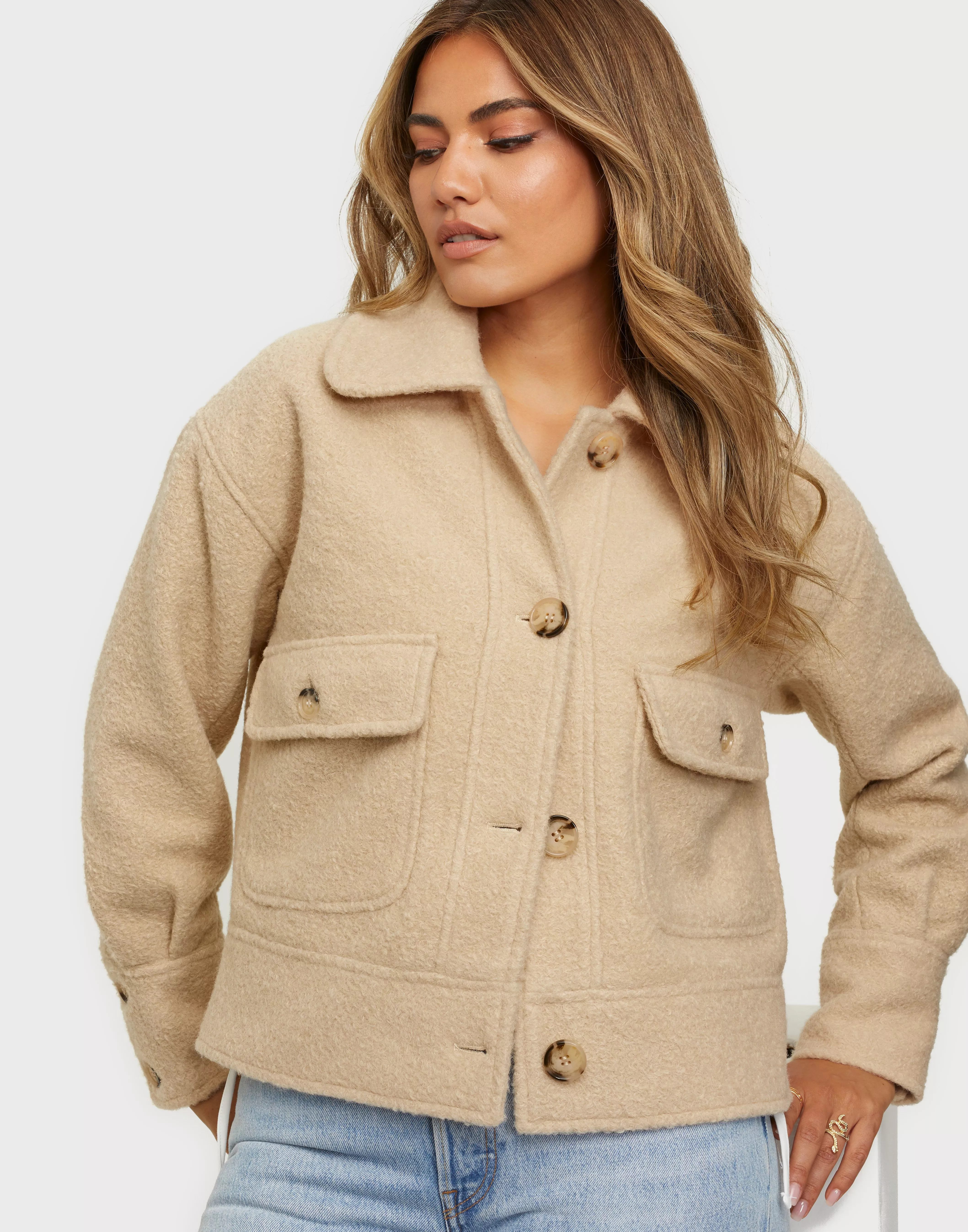 Buy Neo Noir Joanie Winter Boucle Jacket - Beige | Nelly.com