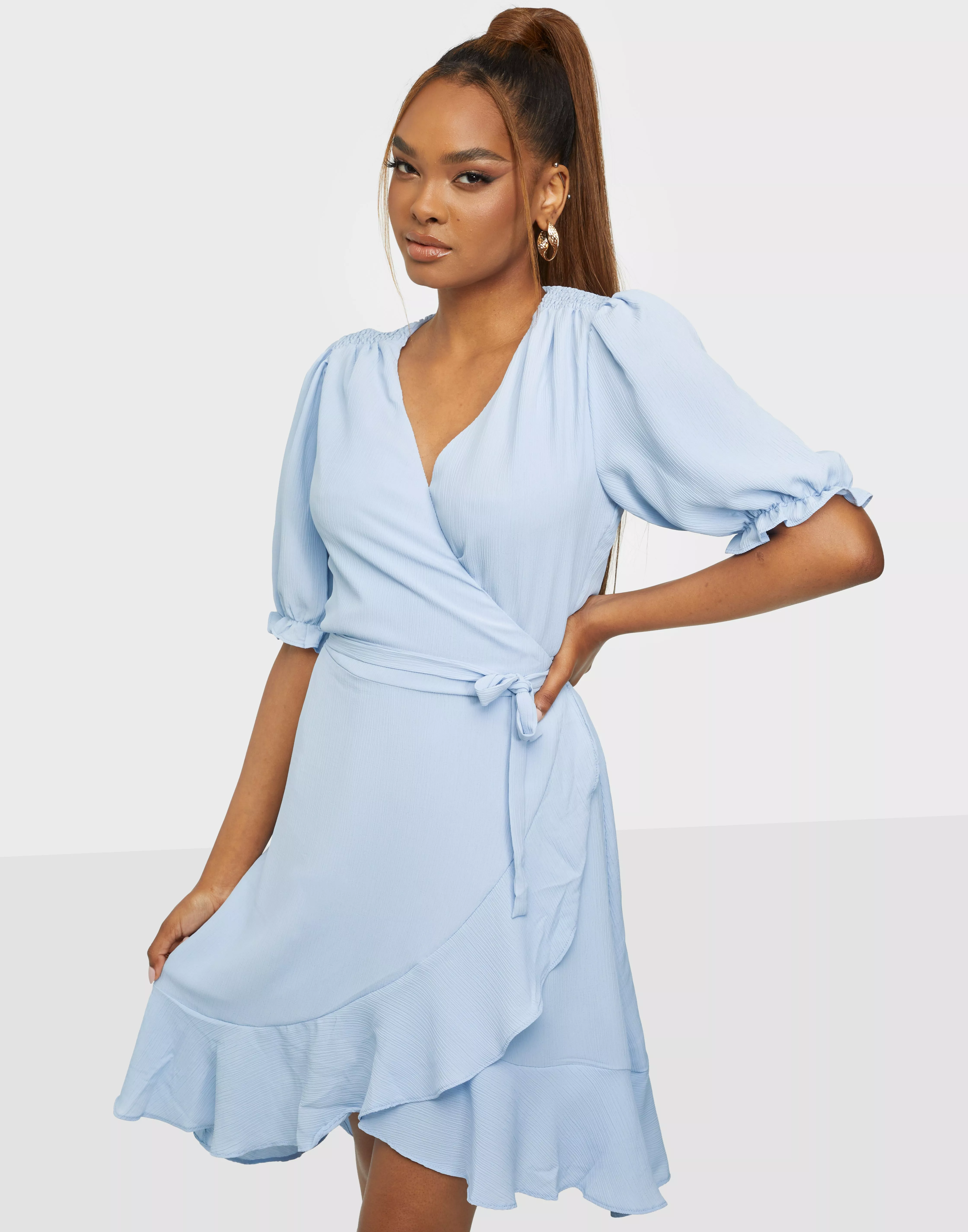 Baby blue wrap dress sale