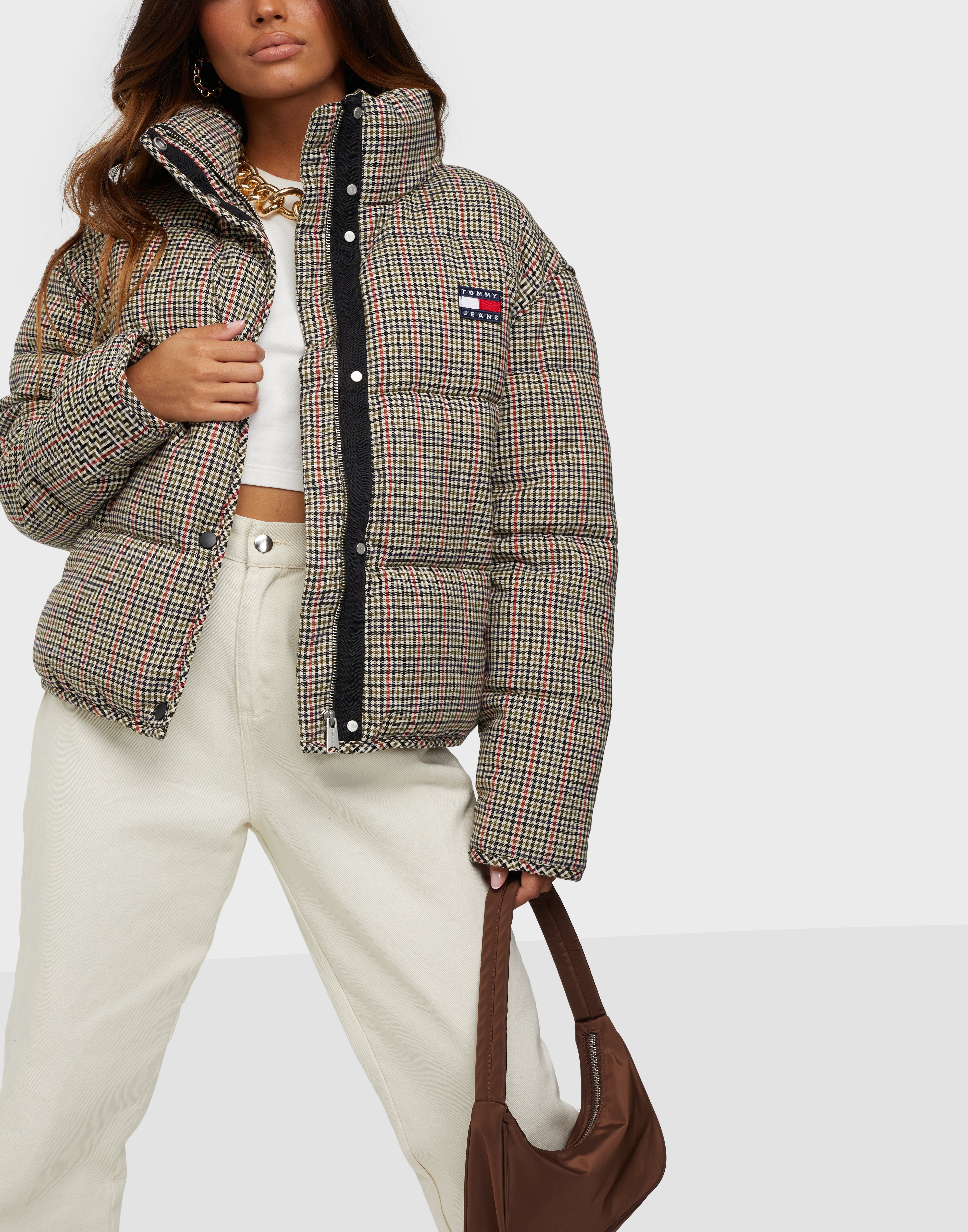 tommy jeans check padded coat