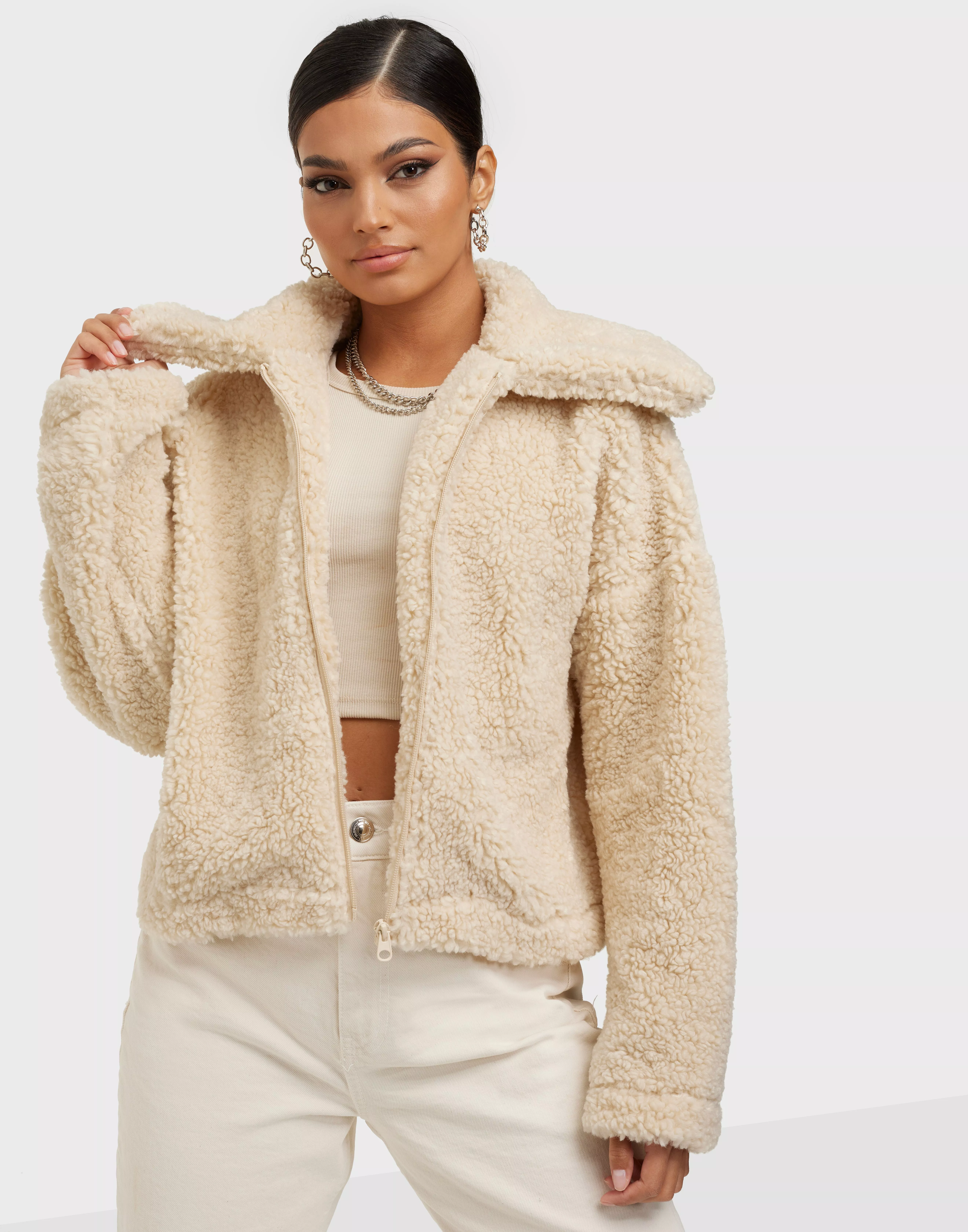 Faux fur jacket - Beige - Women - Gina Tricot