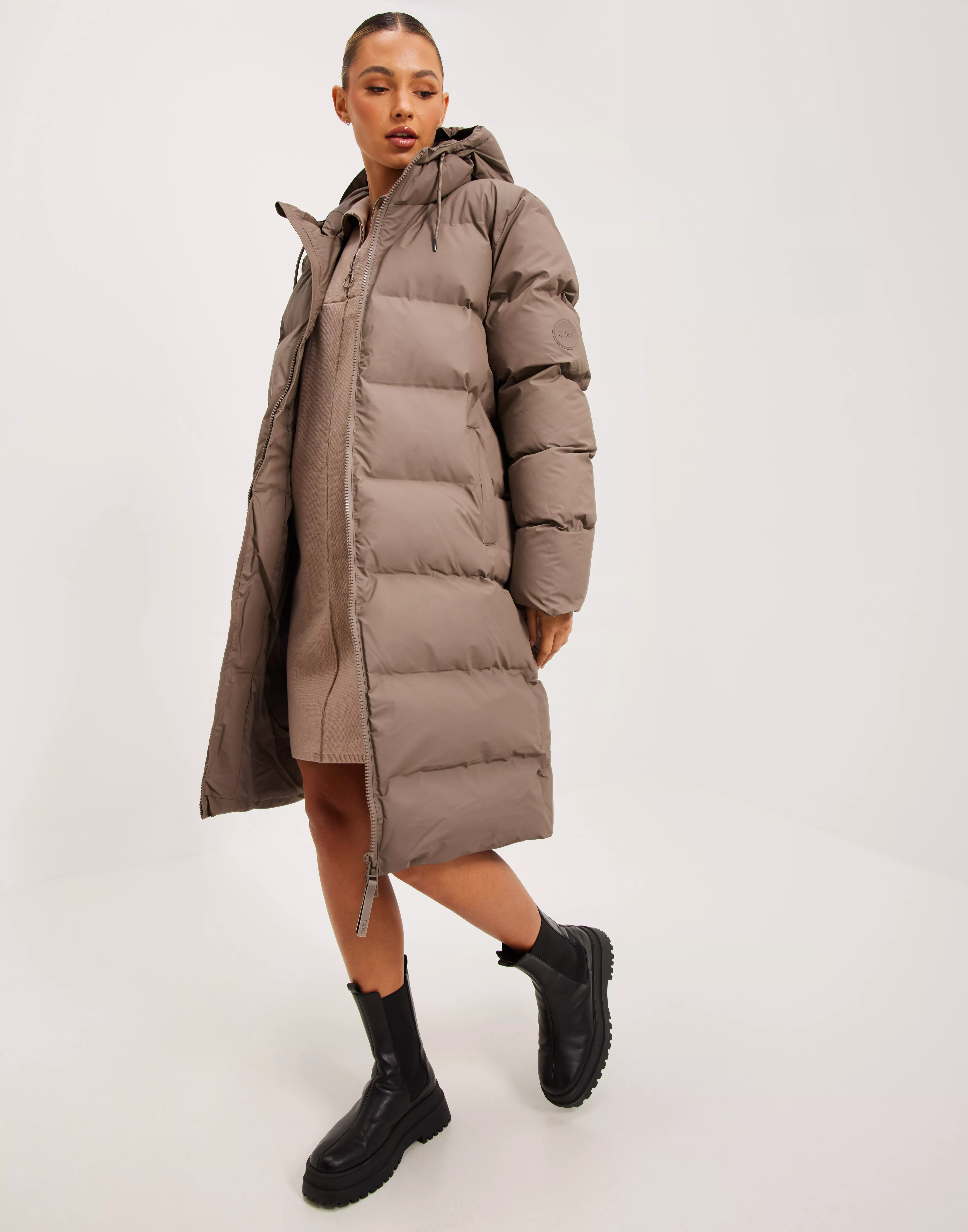 Rains long puffer store jacket dame