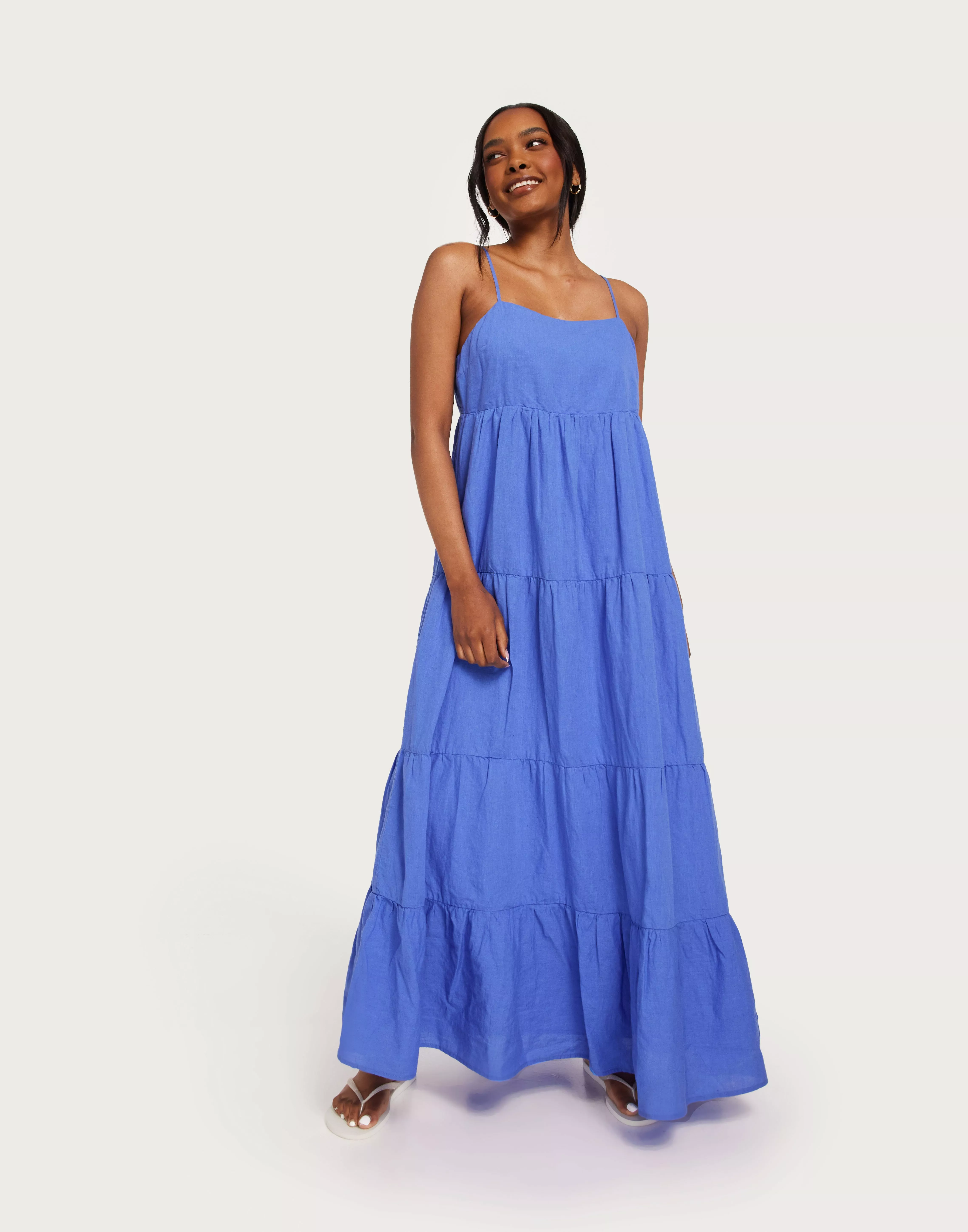 på vegne af Nødvendig privilegeret Buy Neo Noir Haily Linen Dress - Dusty Blue | Nelly.com
