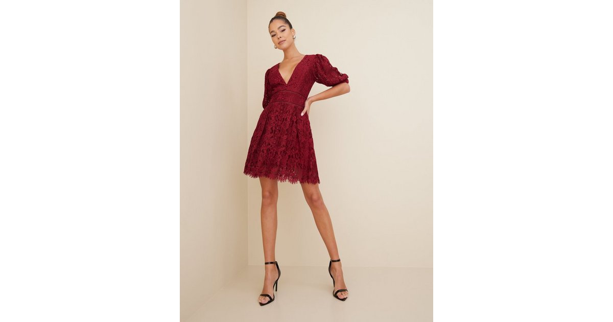 Hollister red 2024 lace dress