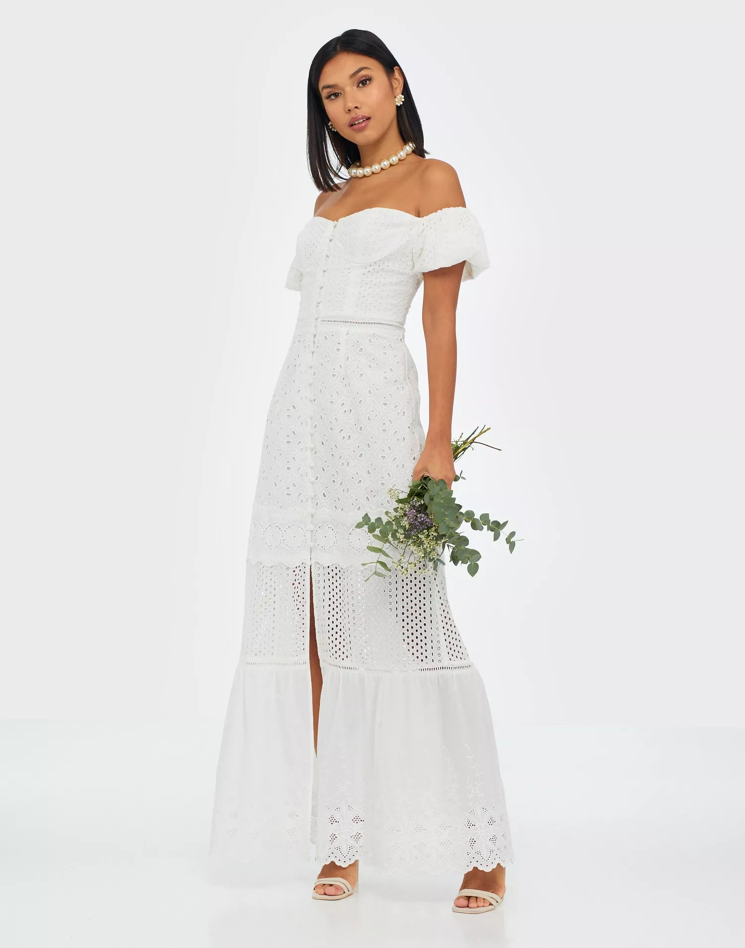 True decadence off 2025 shoulder embroidered dress