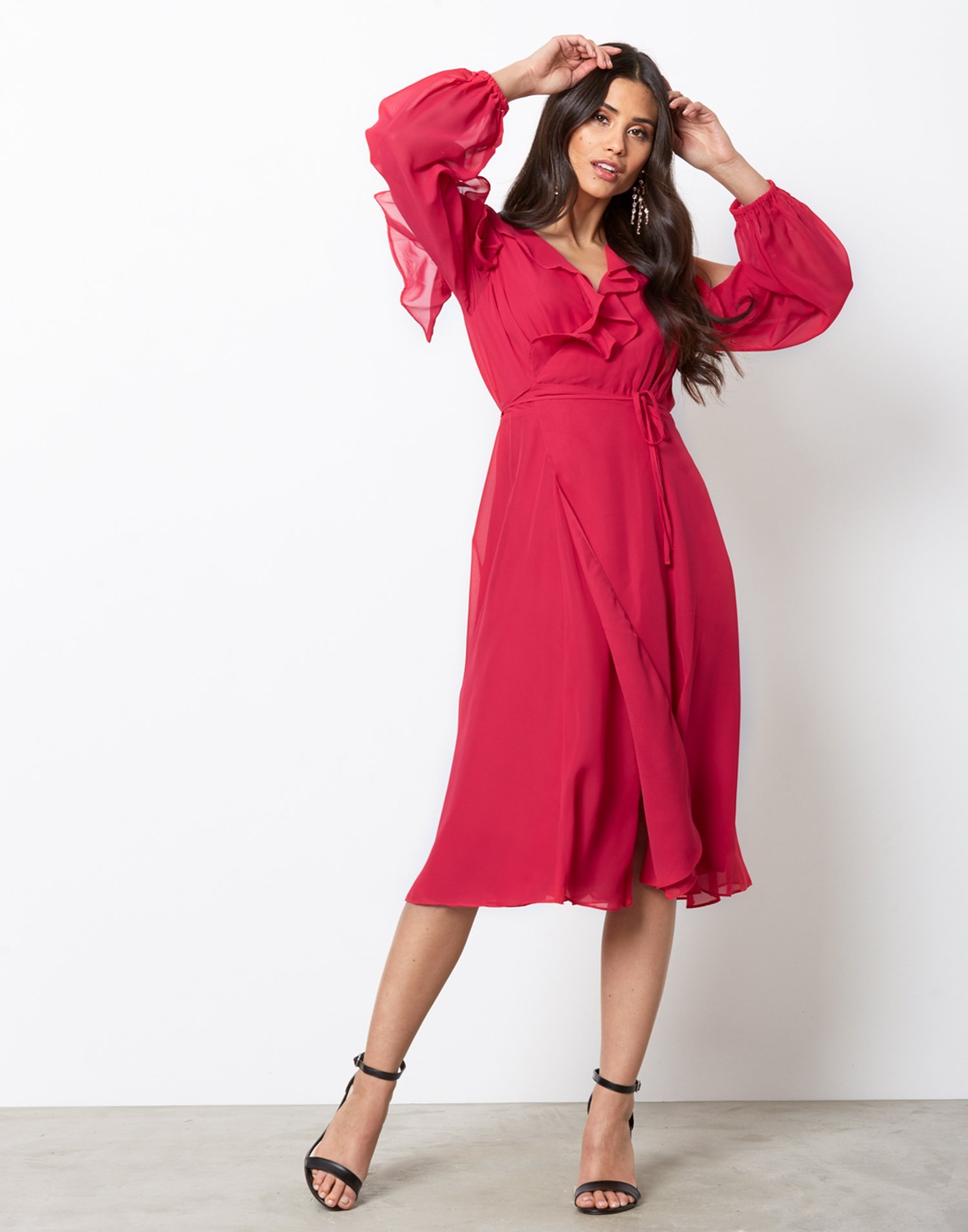 Cold Shoulder LS Frill Dress