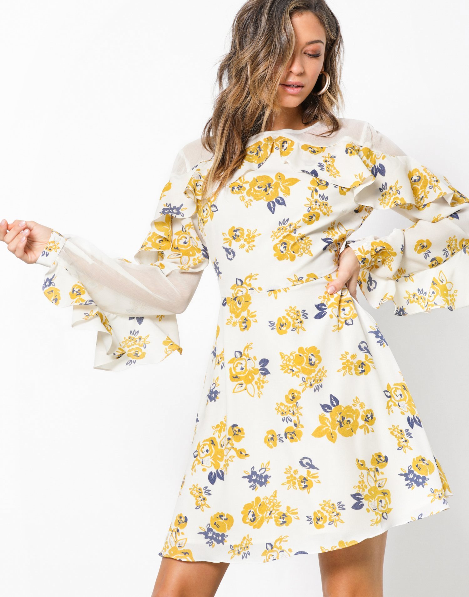 Flounce Sleeve Dress