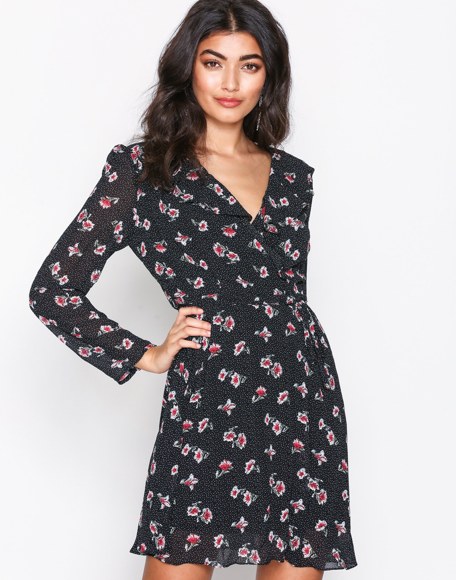Floral Dot Wrap Dress
