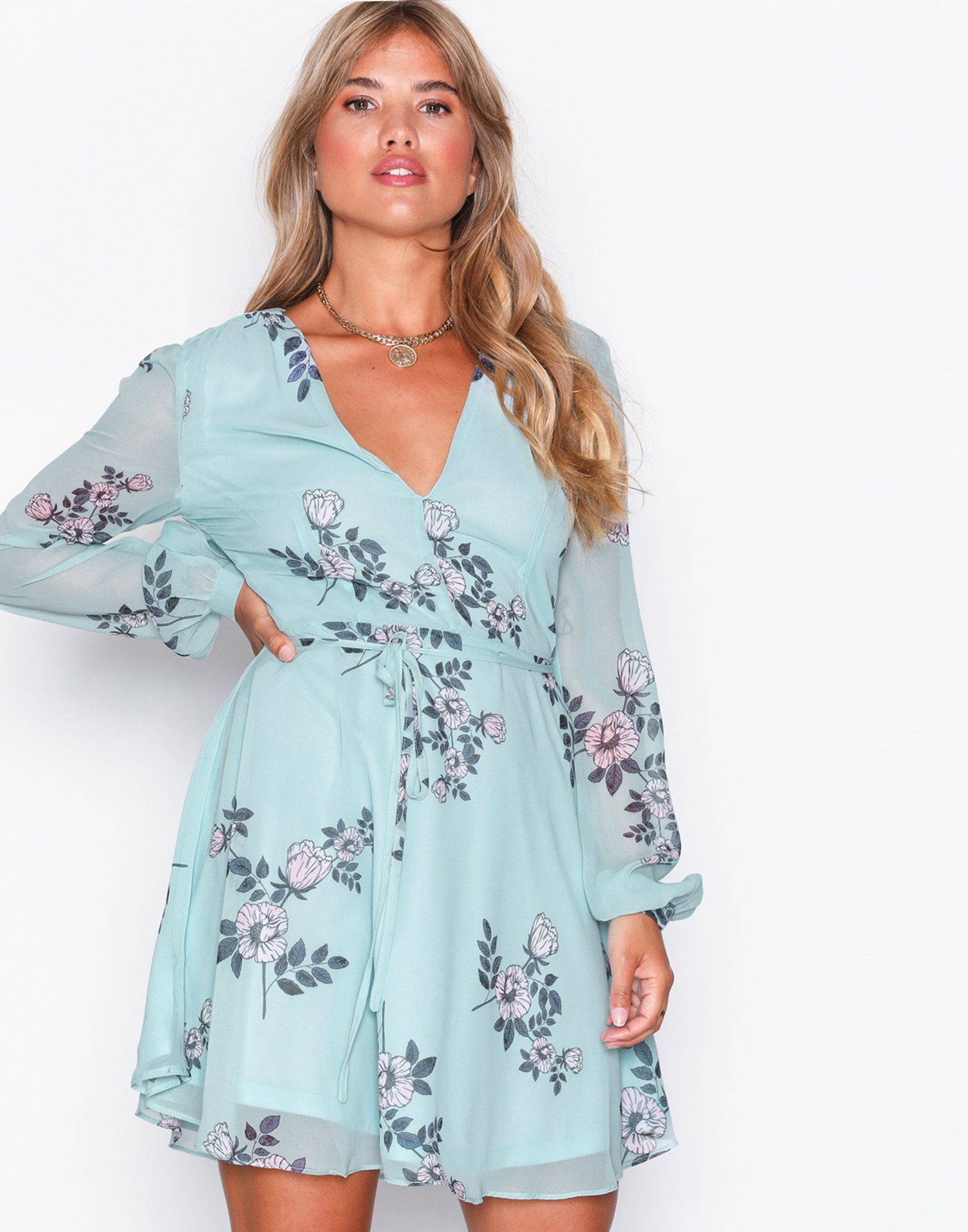 Long Sleeve Flounce Dress