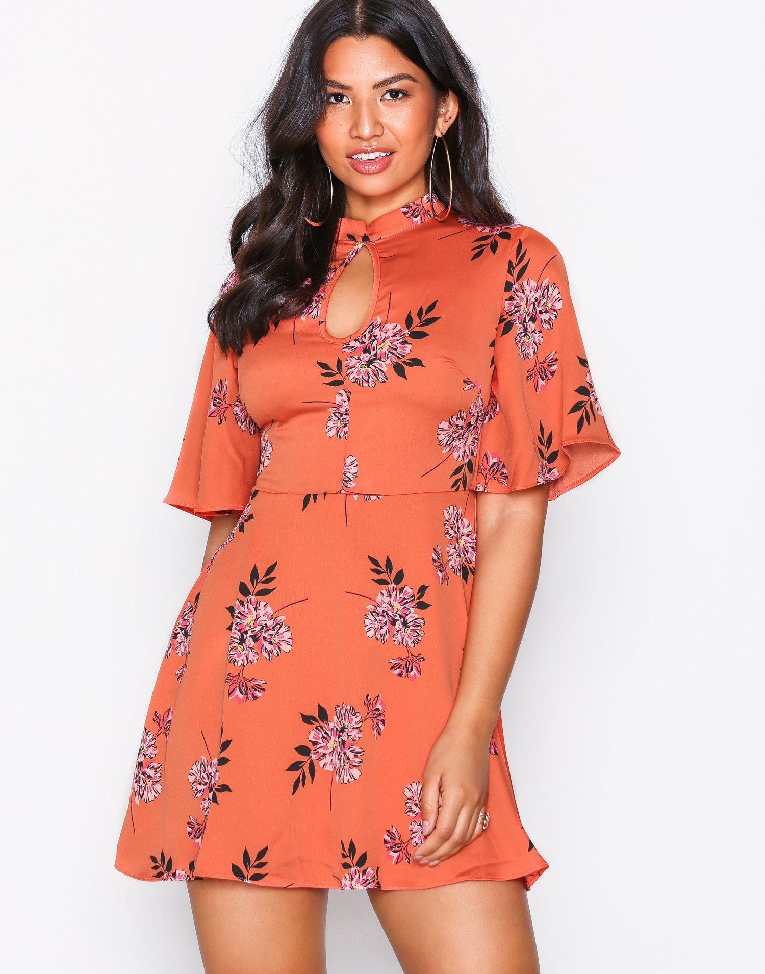 High Neck Floral Dress