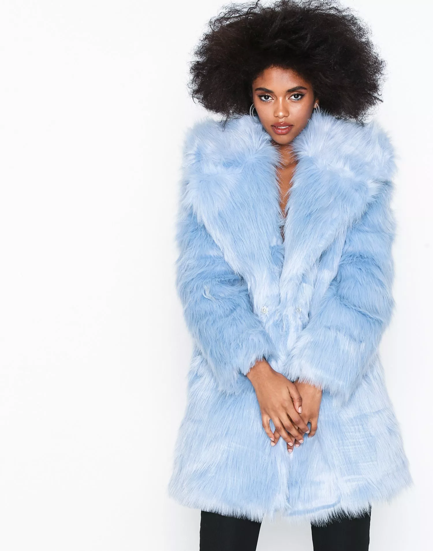 JAYLEY Bamboo Faux Fur Baby Blue Coat - Womenswear from Jayley US UK