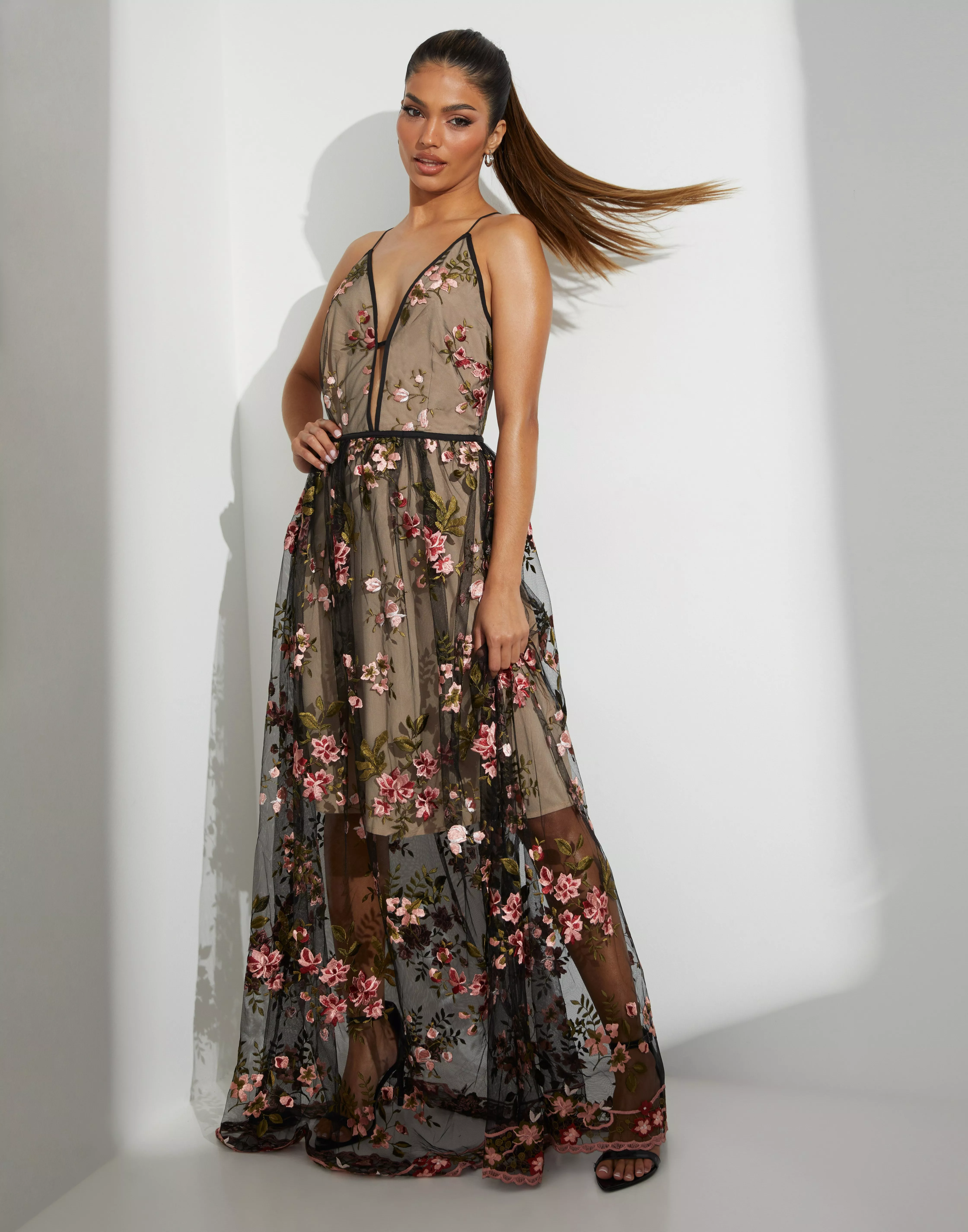 Sheer flower clearance dress