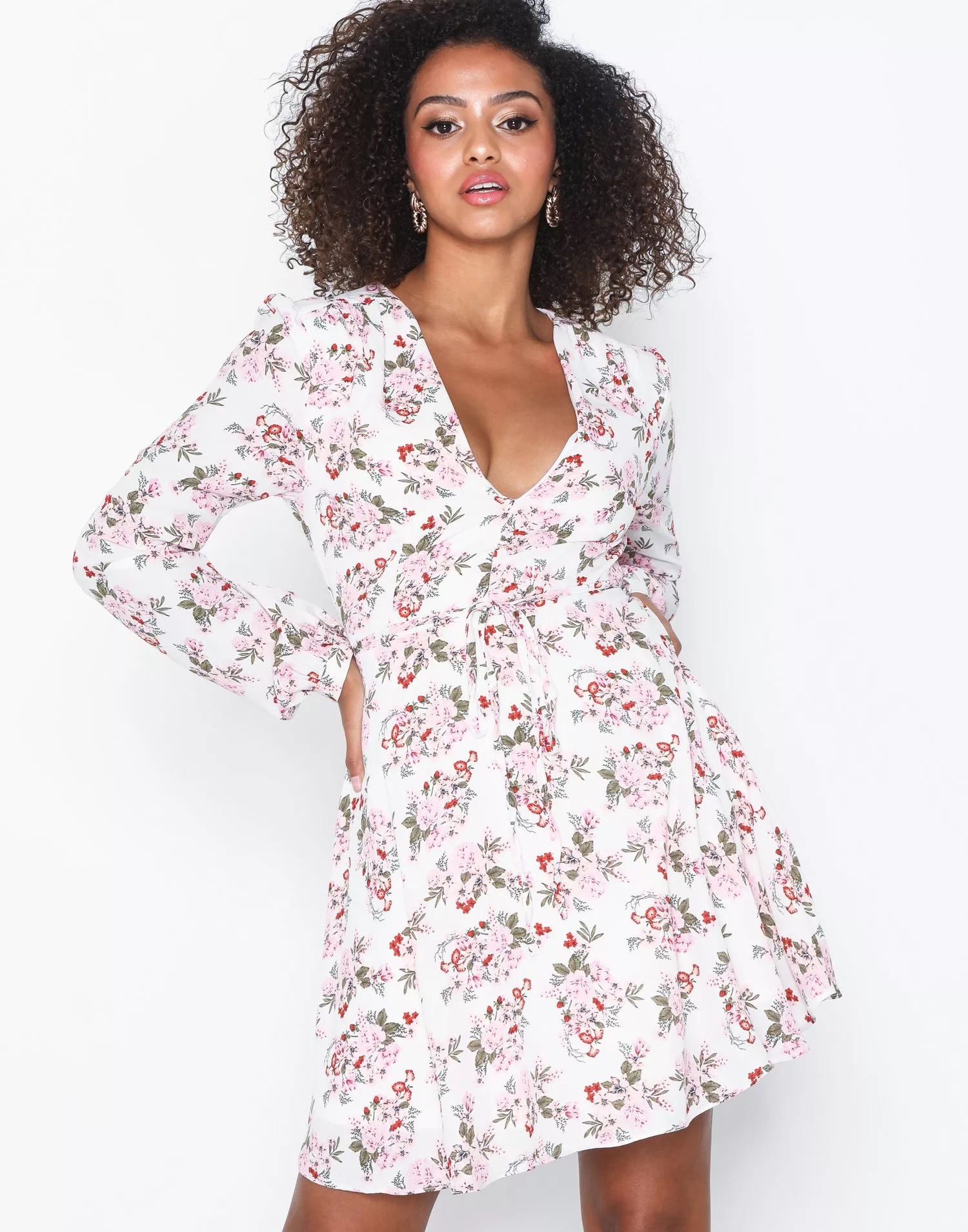 Long sleeve outlet flounce dress