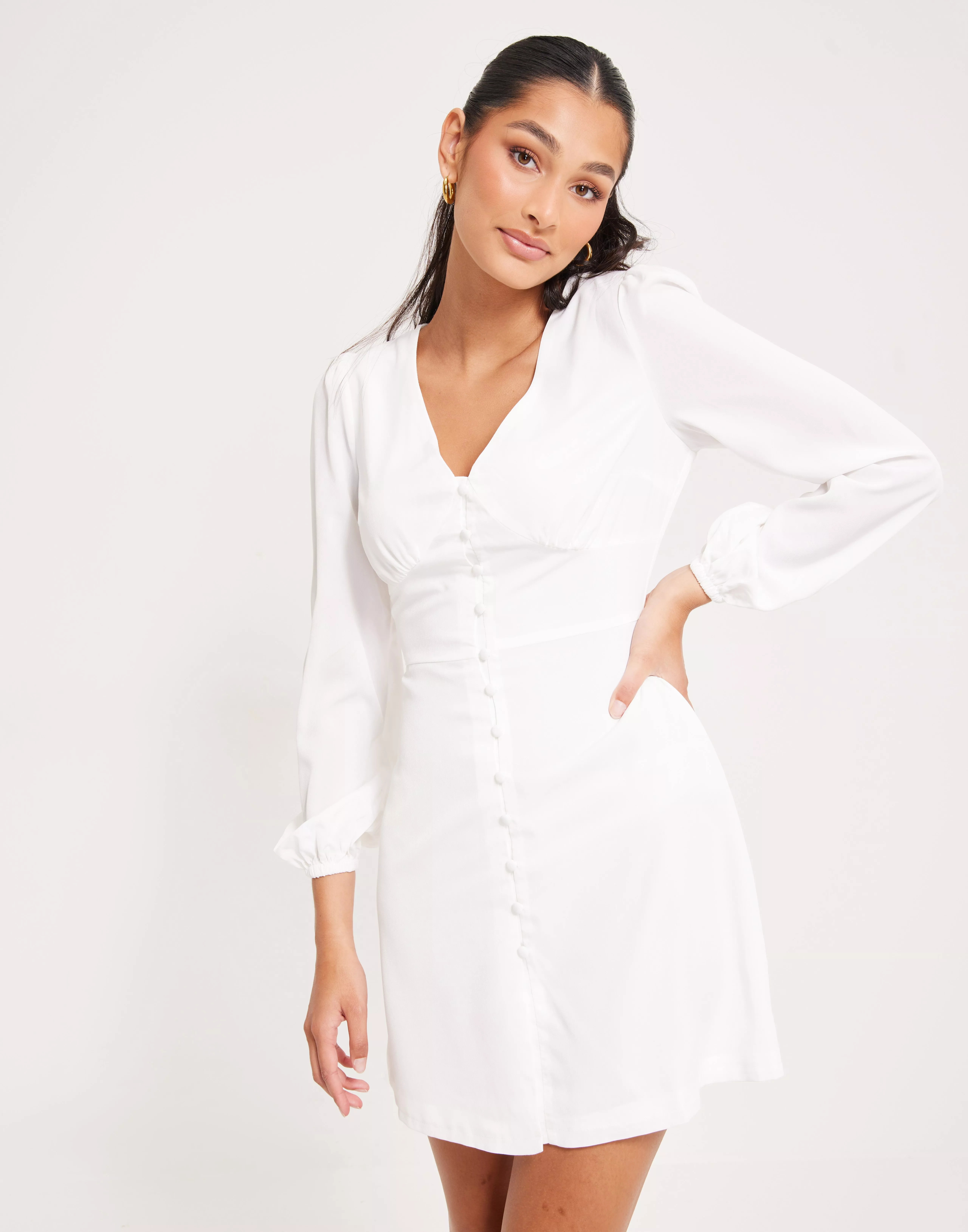 Button neck outlet dress