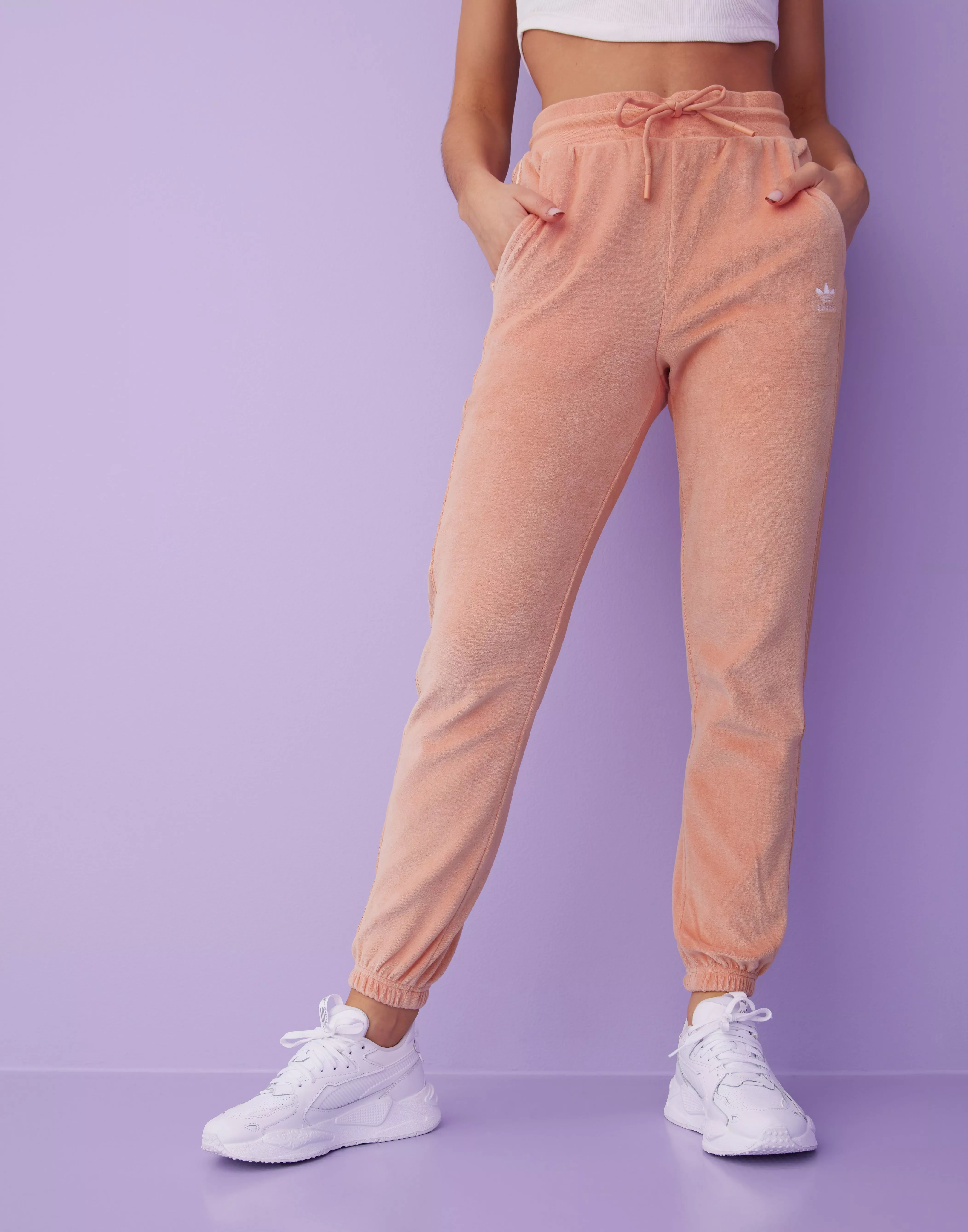 Adidas velour slim online joggers