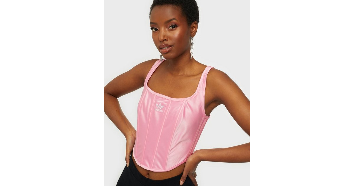 adidas Originals 'Relaxed Risqué' satin look corset in vibrant pink