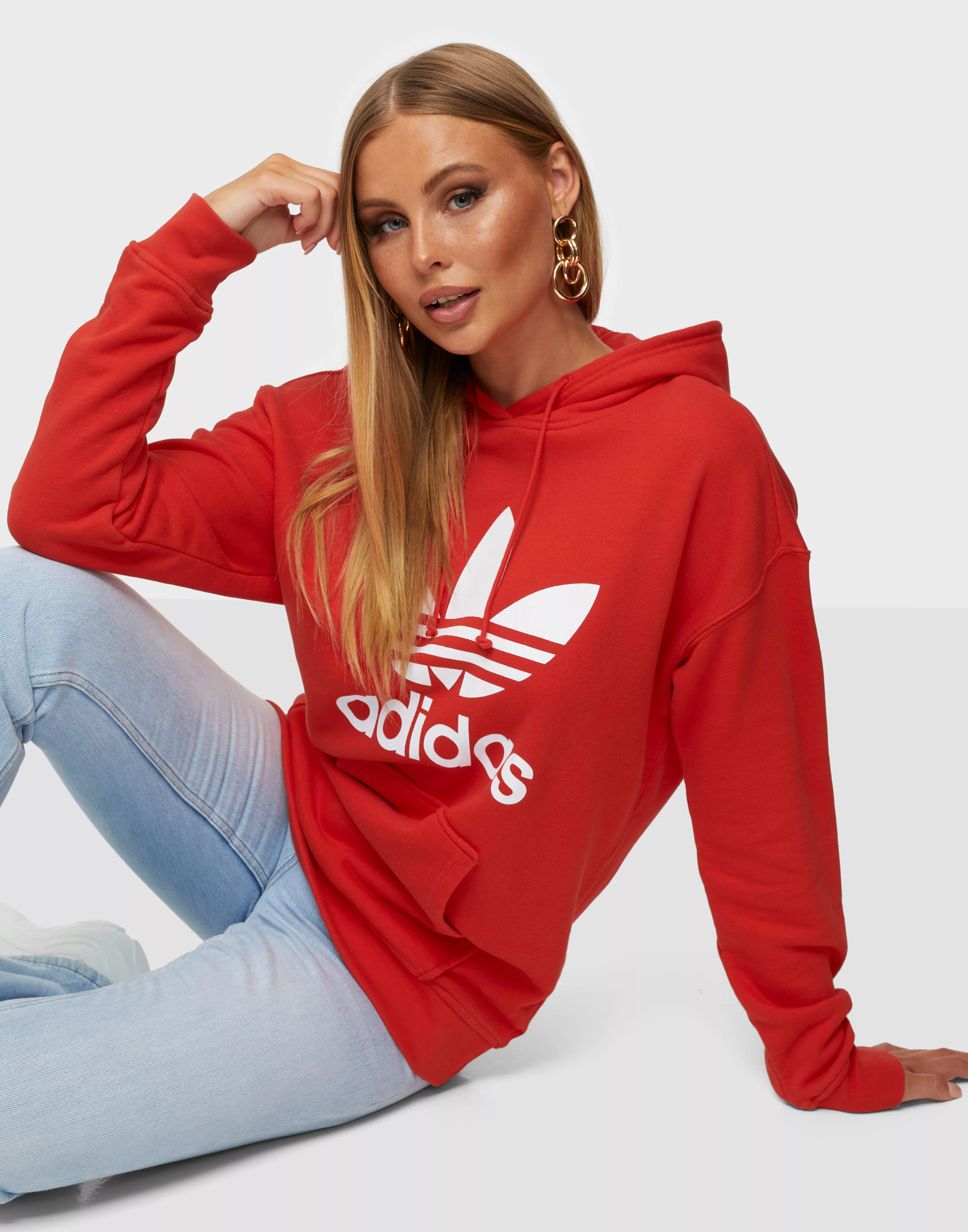 Womens red best sale adidas sweatshirt