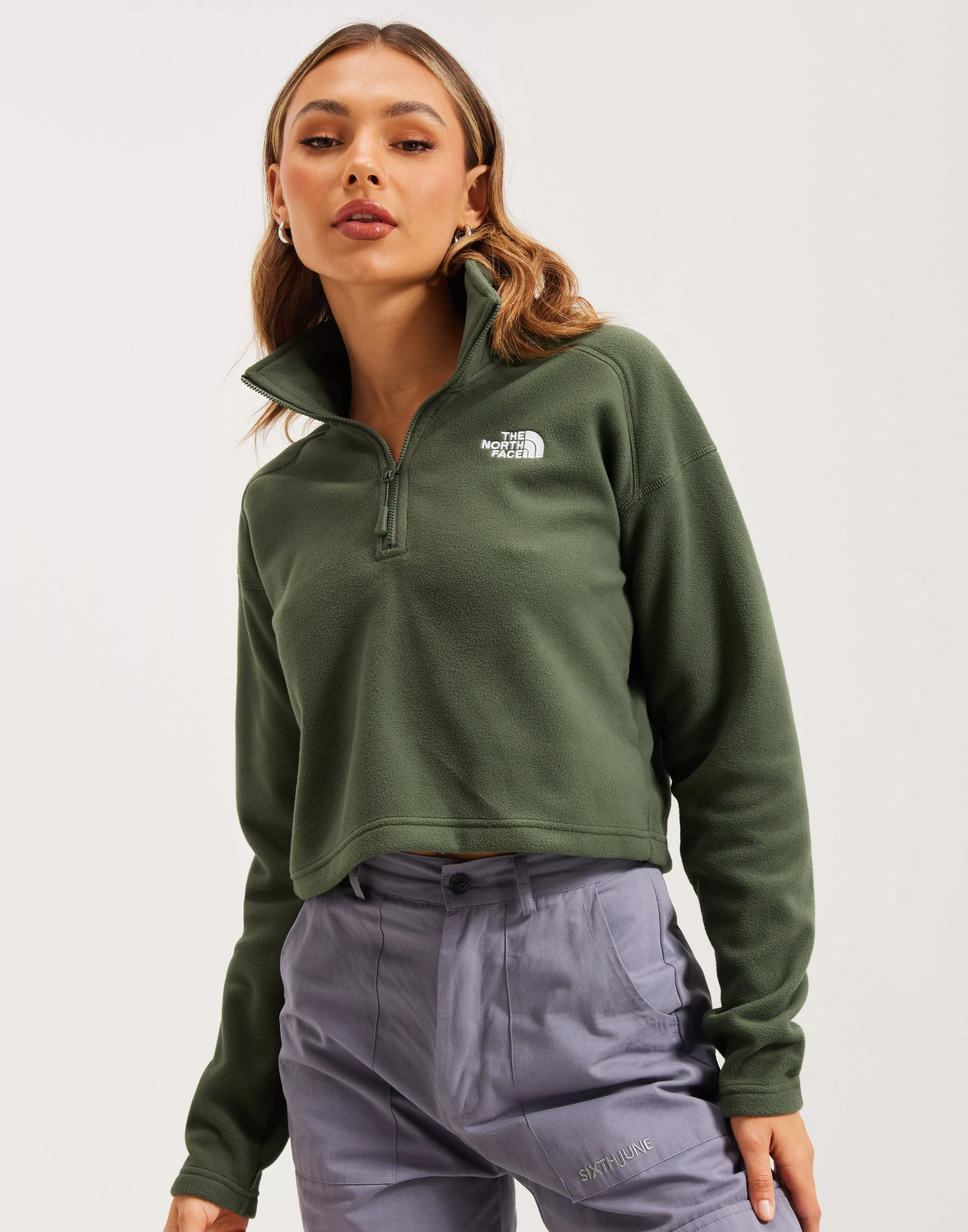 Buy The North Face Women's 100 Glacier Cropped Zip - Thyme | Nelly.com