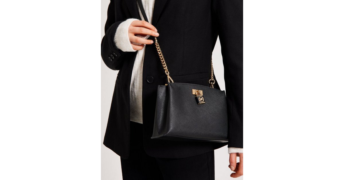 Buy Michael Kors Ruby Medium Saffiano Leather Messenger Bag - Black ...