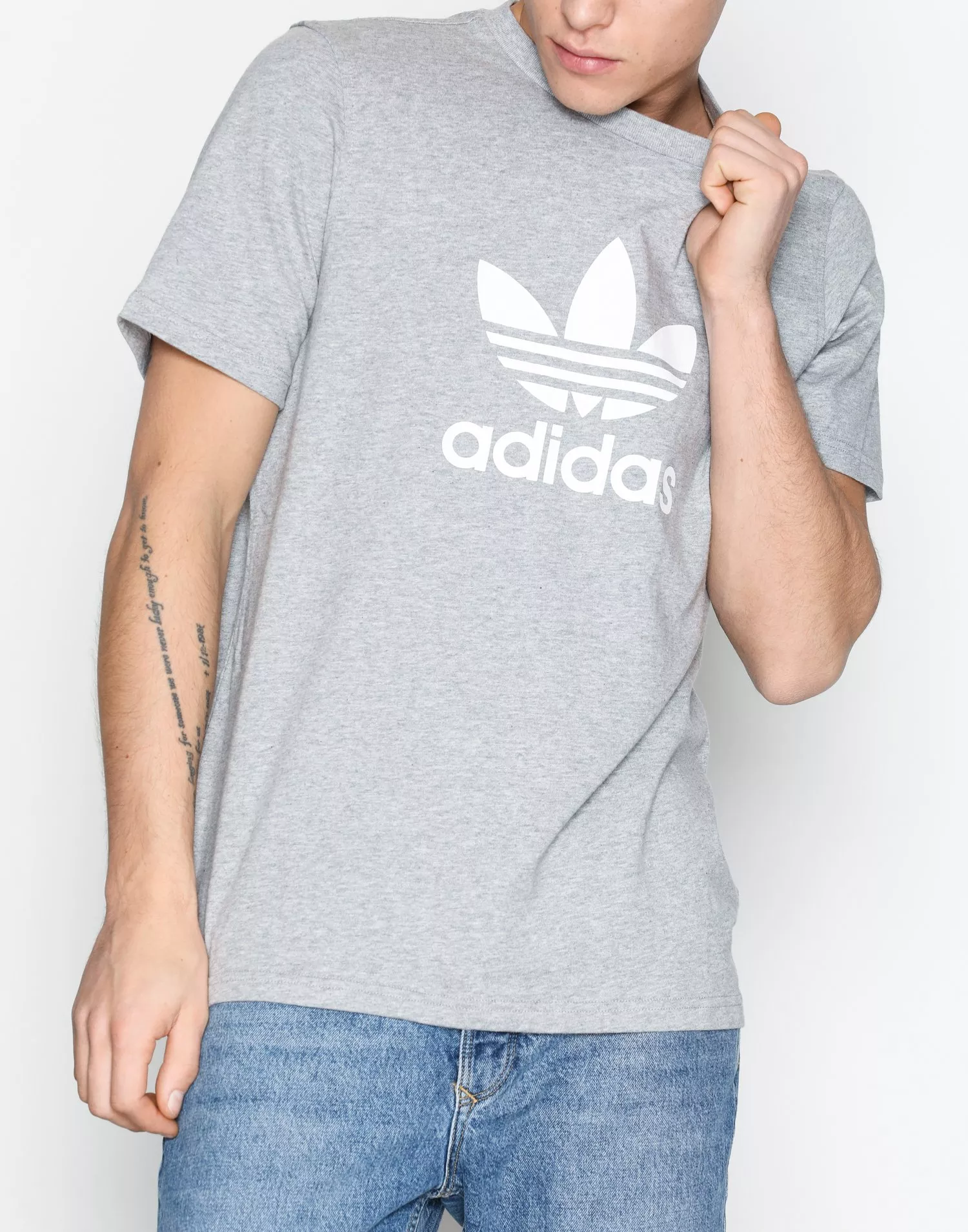 Adidas trefoil t shirt hot sale grey