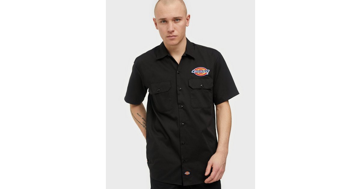 Dickies Clintondale Logo Short Sleeve Work Shirt in Black for Men