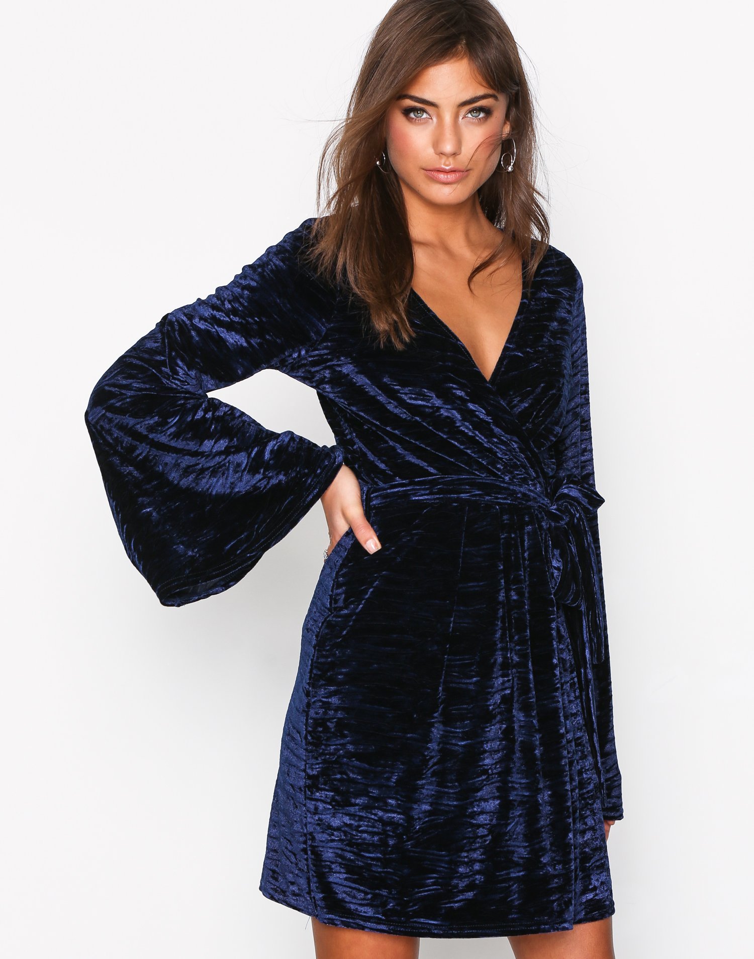 Wide Velvet Wrap Dress