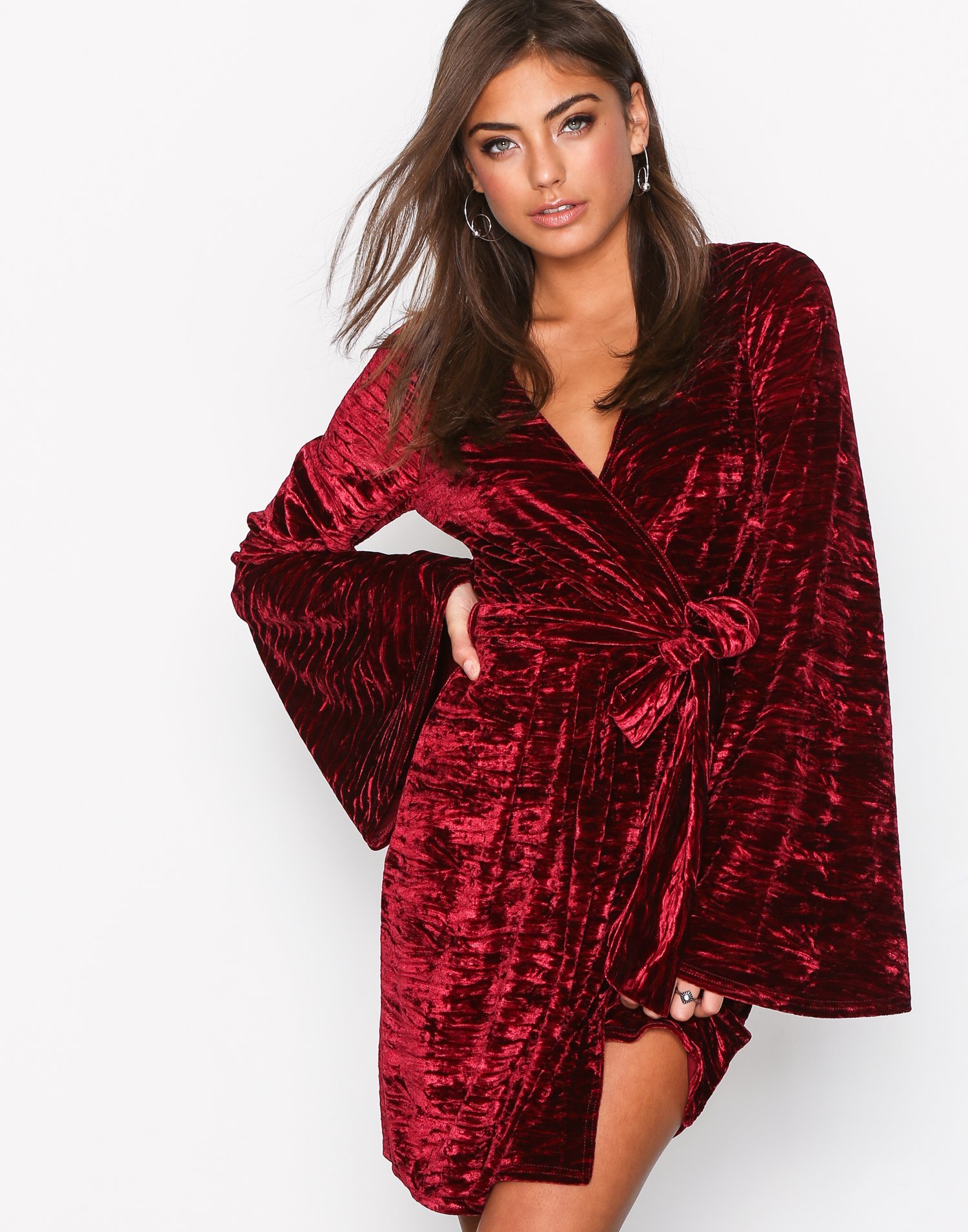 Wide Velvet Wrap Dress