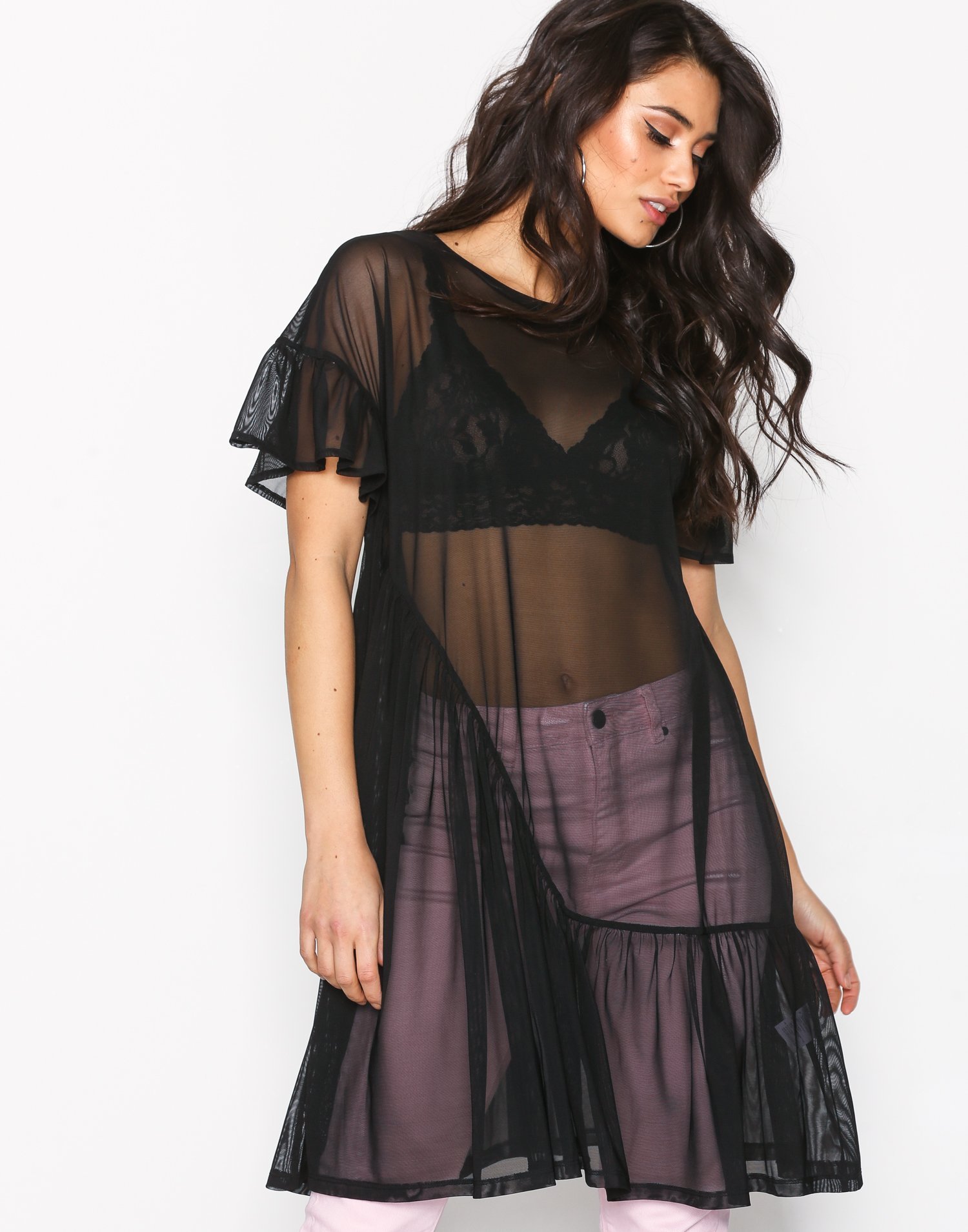 Cute Mesh Flounce Dress