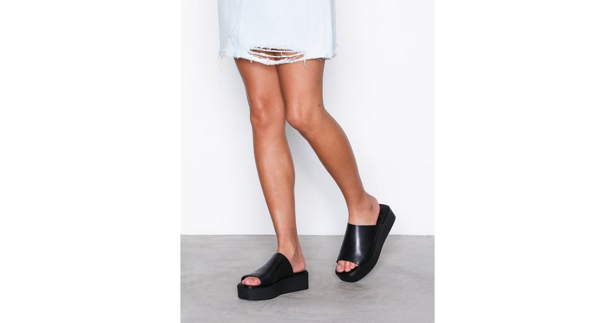 Vagabond bonnie black on sale leather platform slides