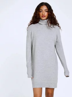 Buy NO - ROLLNECK Grey VMBRILLIANT Melange Moda Vero Light GA DRESS LS