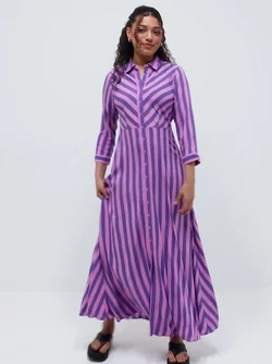 Buy Y.A.S YASSAVANNA LONG Aster DRESS S. Purple NOOS - Orchid SHIRT