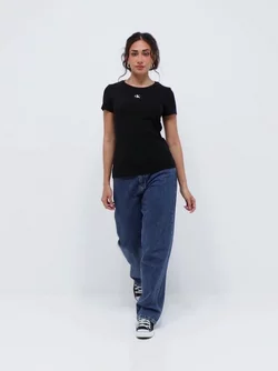 Buy Calvin Klein Jeans MICRO - FIT Black TEE MONOLOGO SLIM