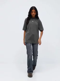 Buy Calvin Klein Jeans WASH RIB TEE BOYFRIEND Black - MIX