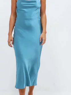 Buy Love Triangle Halterneck Satin Dress - Blue