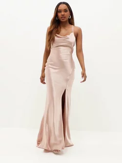 Buy Decadence Satin Dress - Beige | Nelly.com